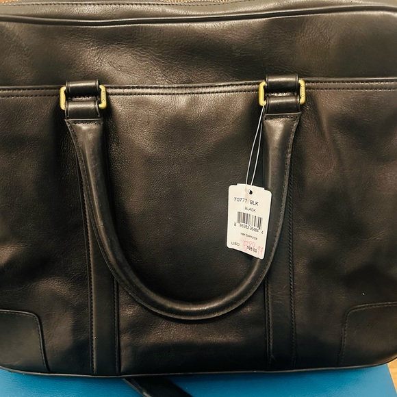 NWT Unisex Coach Black Leather Laptop/Briefcase/Computer BAG - Picture 4 of 12